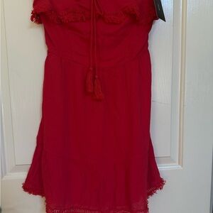 Lulu's Vibrant Red Strapless Dress size small